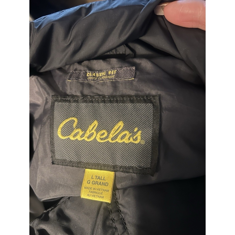 Cabelas 650 Fill Down Puffer Black Coat Full Zip and Pockets Size Large Tall Men - Picture 13 of 15